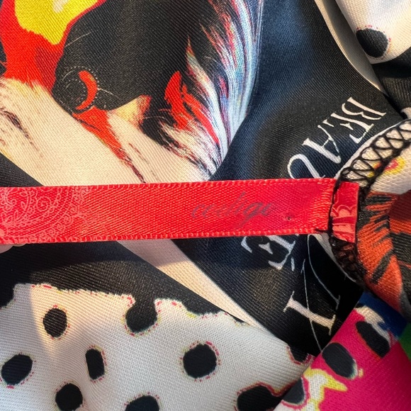 Retrowave Collage, French pop, 90’s print dress, size Large - Picture 3 of 5